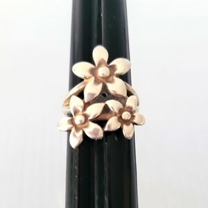 Retired James Avery Triple Flower Ring Size 6 Sterling Silver